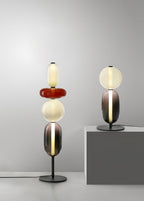 Candied Glass Floor Lamp, Hand-Blown Crystal Clusters, Black Body, LED