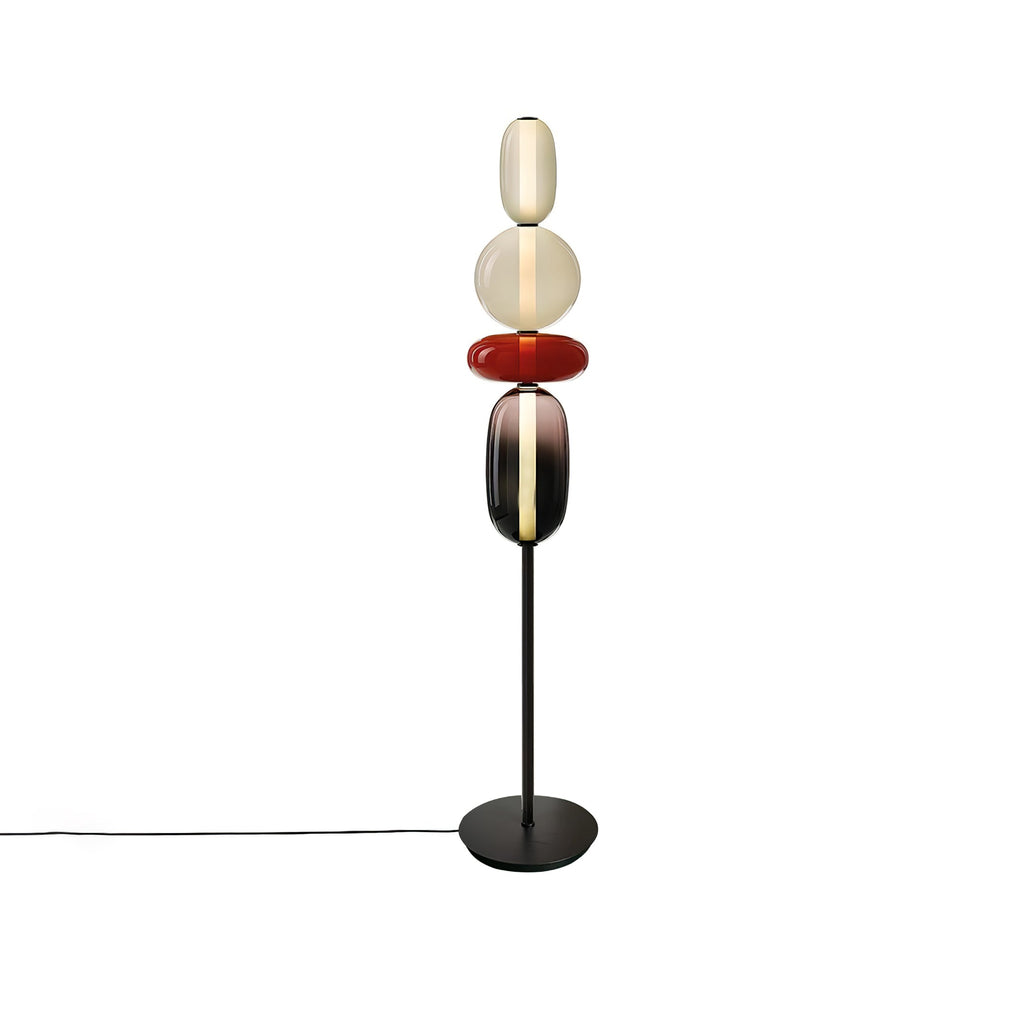 Candied Glass Floor Lamp, Hand-Blown Crystal Clusters, Black Body, LED