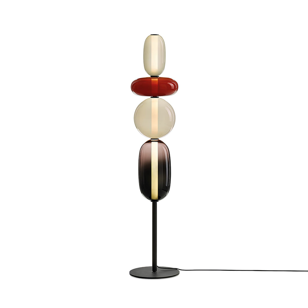 Candied Glass Floor Lamp, Hand-Blown Crystal Clusters, Black Body, LED