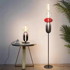 Candied Glass Floor Lamp, Hand-Blown Crystal Clusters, Black Body, LED