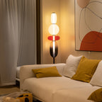 Candied Glass Floor Lamp, Hand-Blown Crystal Clusters, Black Body, LED