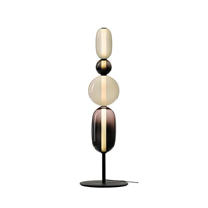 Candied Glass Floor Lamp, Hand-Blown Crystal Clusters, Black Body, LED