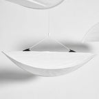 Tense Pendant Light, Tyvek Paper Shade, White and Black, Warm Dimmable