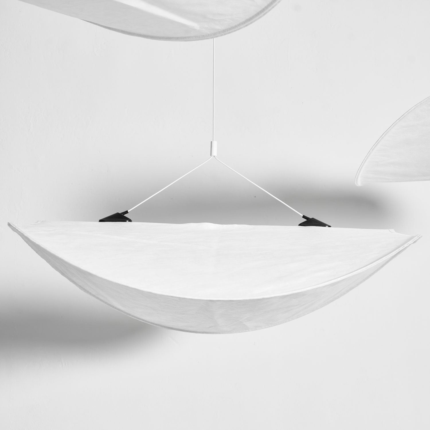 Tense Pendant Light, Tyvek Paper Shade, White and Black, Warm Dimmable