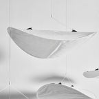 Tense Pendant Light, Tyvek Paper Shade, White and Black, Warm Dimmable
