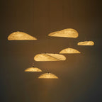 Tense Pendant Light, Tyvek Paper Shade, White and Black, Warm Dimmable