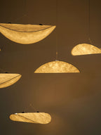 Tense Pendant Light, Tyvek Paper Shade, White and Black, Warm Dimmable