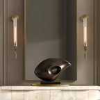 Wall Sconce, Solid Brass, Ribbed Clear Glass, E27, French Classicism