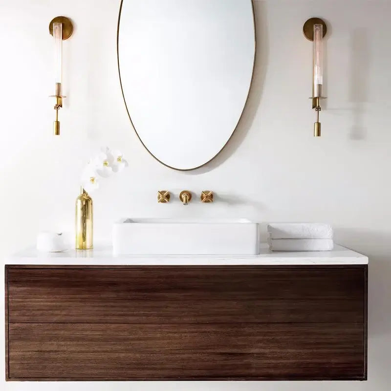 Wall Sconce, Solid Brass, Ribbed Clear Glass, E27, French Classicism