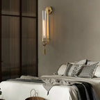 Wall Sconce, Solid Brass, Ribbed Clear Glass, E27, French Classicism