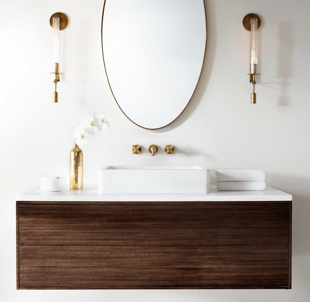 Wall Sconce, Solid Brass, Ribbed Clear Glass, E27, French Classicism