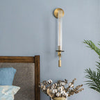 Wall Sconce, Solid Brass, Ribbed Clear Glass, E27, French Classicism