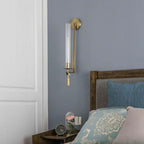 Wall Sconce, Solid Brass, Ribbed Clear Glass, E27, French Classicism