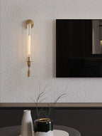 Wall Sconce, Solid Brass, Ribbed Clear Glass, E27, French Classicism