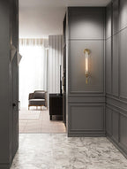 Wall Sconce, Solid Brass, Ribbed Clear Glass, E27, French Classicism
