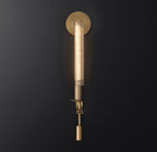 Wall Sconce, Solid Brass, Ribbed Clear Glass, E27, French Classicism
