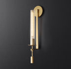 Wall Sconce, Solid Brass, Ribbed Clear Glass, E27, French Classicism