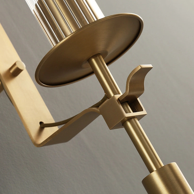 Wall Sconce, Solid Brass, Ribbed Clear Glass, E27, French Classicism