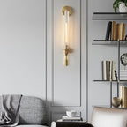 Wall Sconce, Solid Brass, Ribbed Clear Glass, E27, French Classicism