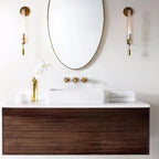 Wall Sconce, Solid Brass, Ribbed Clear Glass, E27, French Classicism