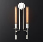 Wall Sconce, Solid Brass, Ribbed Clear Glass, E27, French Classicism