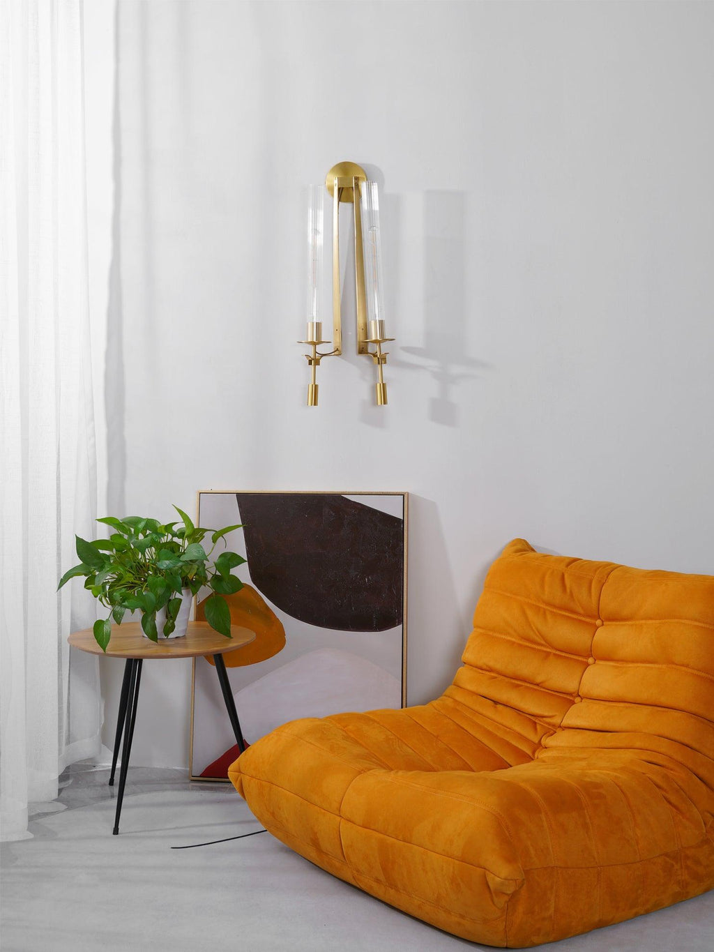 Wall Sconce, Solid Brass, Ribbed Clear Glass, E27, French Classicism