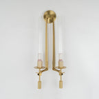 Wall Sconce, Solid Brass, Ribbed Clear Glass, E27, French Classicism