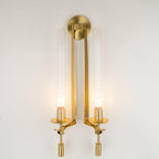 Wall Sconce, Solid Brass, Ribbed Clear Glass, E27, French Classicism