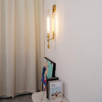 Wall Sconce, Solid Brass, Ribbed Clear Glass, E27, French Classicism