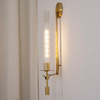 Wall Sconce, Solid Brass, Ribbed Clear Glass, E27, French Classicism
