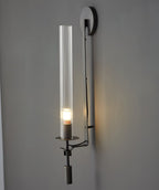 Wall Sconce, Solid Brass, Ribbed Clear Glass, E27, French Classicism