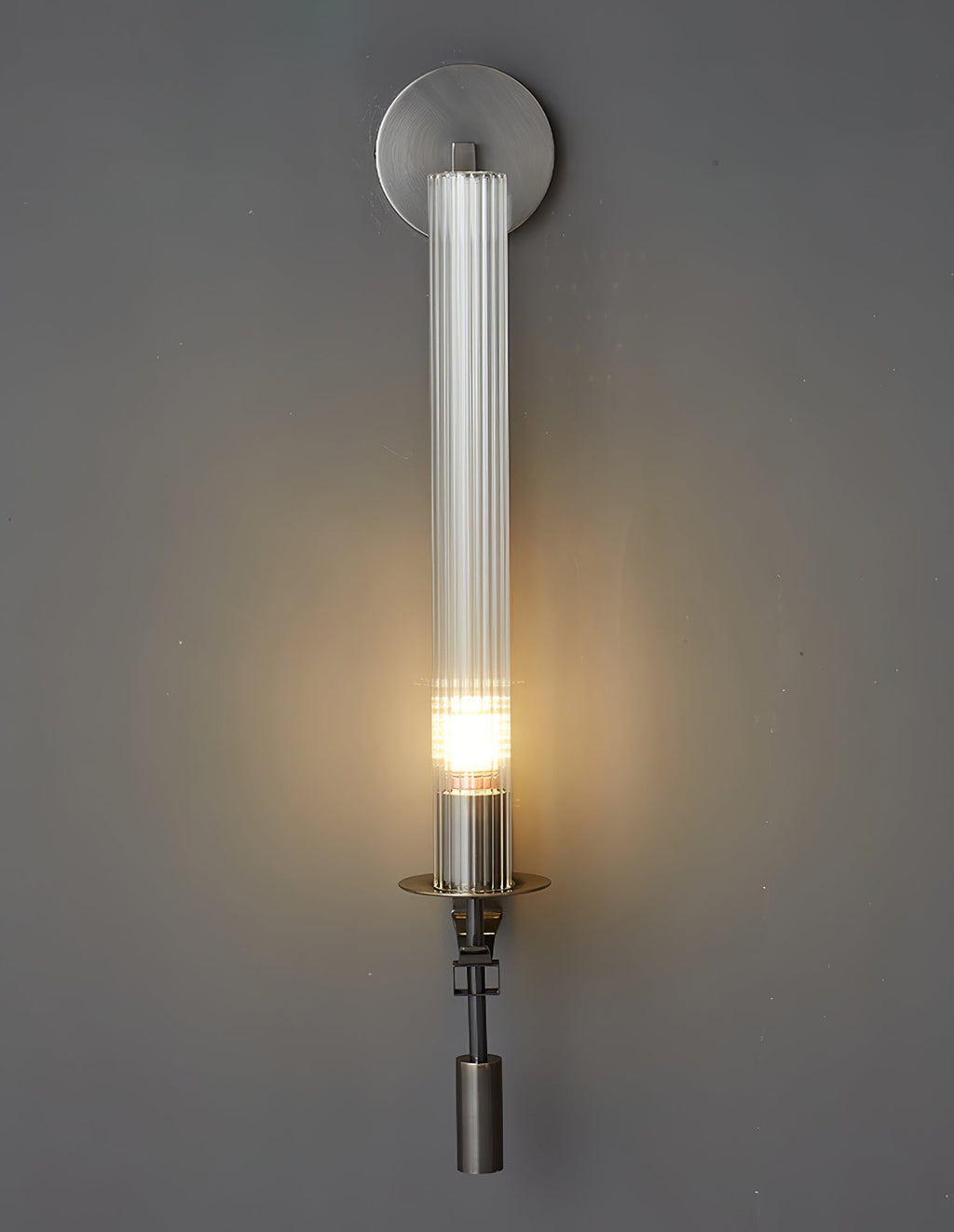 Wall Sconce, Solid Brass, Ribbed Clear Glass, E27, French Classicism