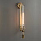 Wall Sconce, Solid Brass, Ribbed Clear Glass, E27, French Classicism