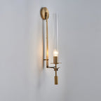 Wall Sconce, Solid Brass, Ribbed Clear Glass, E27, French Classicism