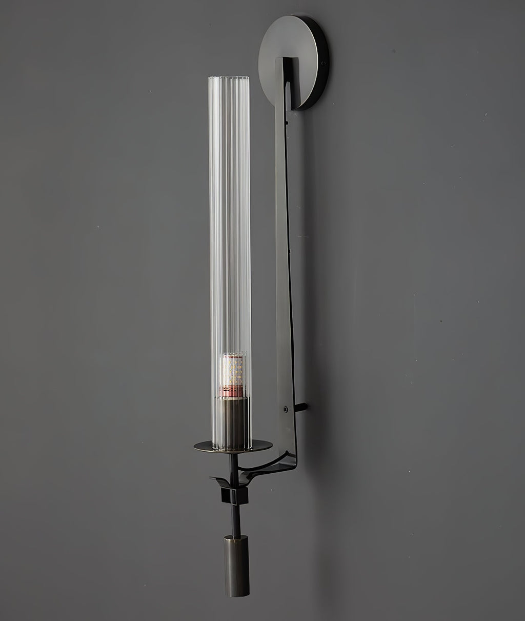 Wall Sconce, Solid Brass, Ribbed Clear Glass, E27, French Classicism