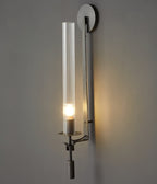 Wall Sconce, Solid Brass, Ribbed Clear Glass, E27, French Classicism