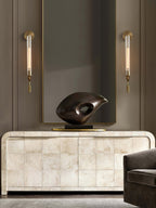 Wall Sconce, Solid Brass, Ribbed Clear Glass, E27, French Classicism