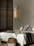 Wall Sconce, Solid Brass, Ribbed Clear Glass, E27, French Classicism