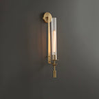 Wall Sconce, Solid Brass, Ribbed Clear Glass, E27, French Classicism
