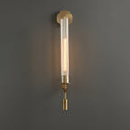 Wall Sconce, Solid Brass, Ribbed Clear Glass, E27, French Classicism