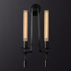 Wall Sconce, Solid Brass, Ribbed Clear Glass, E27, French Classicism