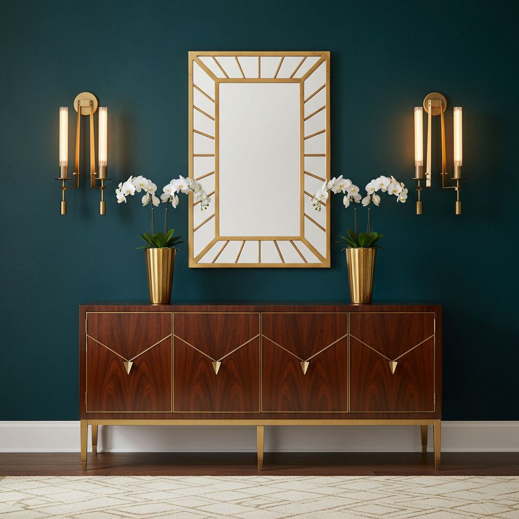 Wall Sconce, Solid Brass, Ribbed Clear Glass, E27, French Classicism