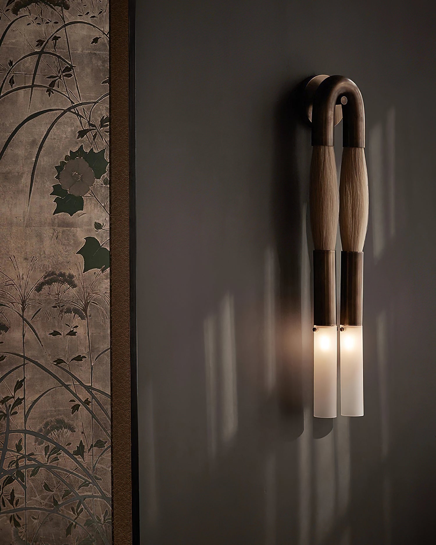 Horsehair Wall Lamp, Wrought Iron, White Glass Shade, G9, 3000K