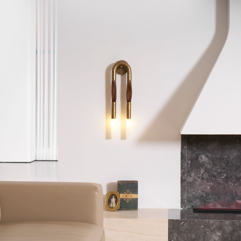 Horsehair Wall Lamp, Wrought Iron, White Glass Shade, G9, 3000K