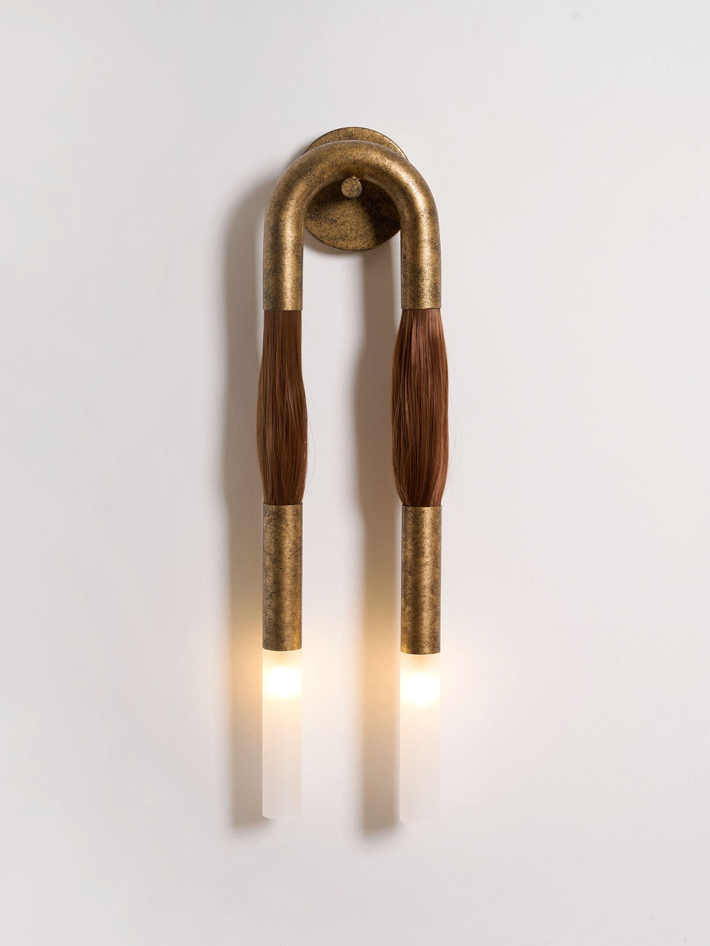 Horsehair Wall Lamp, Wrought Iron, White Glass Shade, G9, 3000K