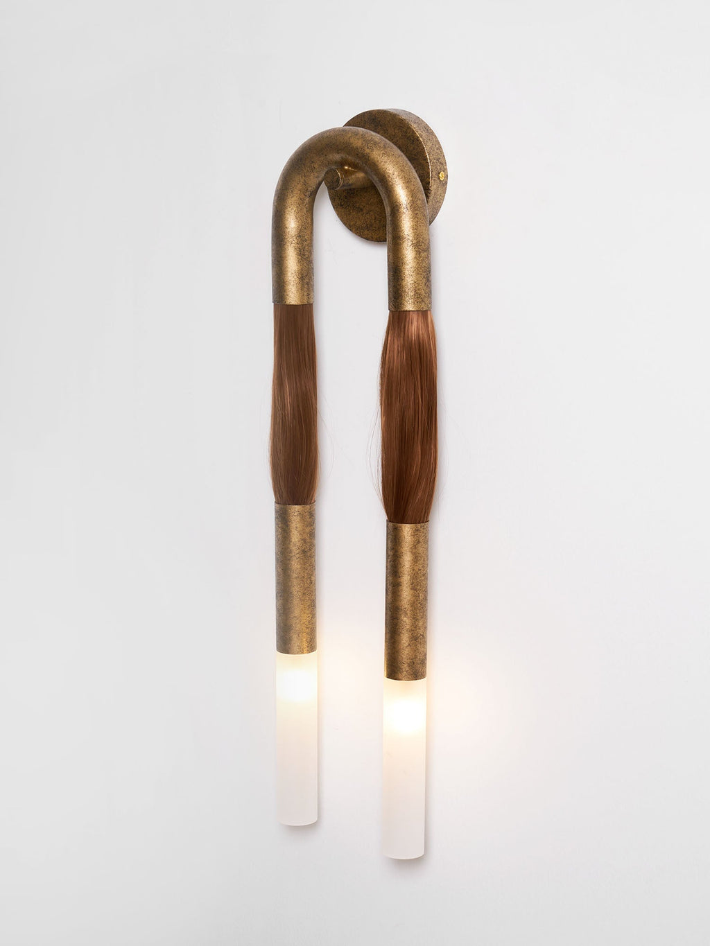 Horsehair Wall Lamp, Wrought Iron, White Glass Shade, G9, 3000K