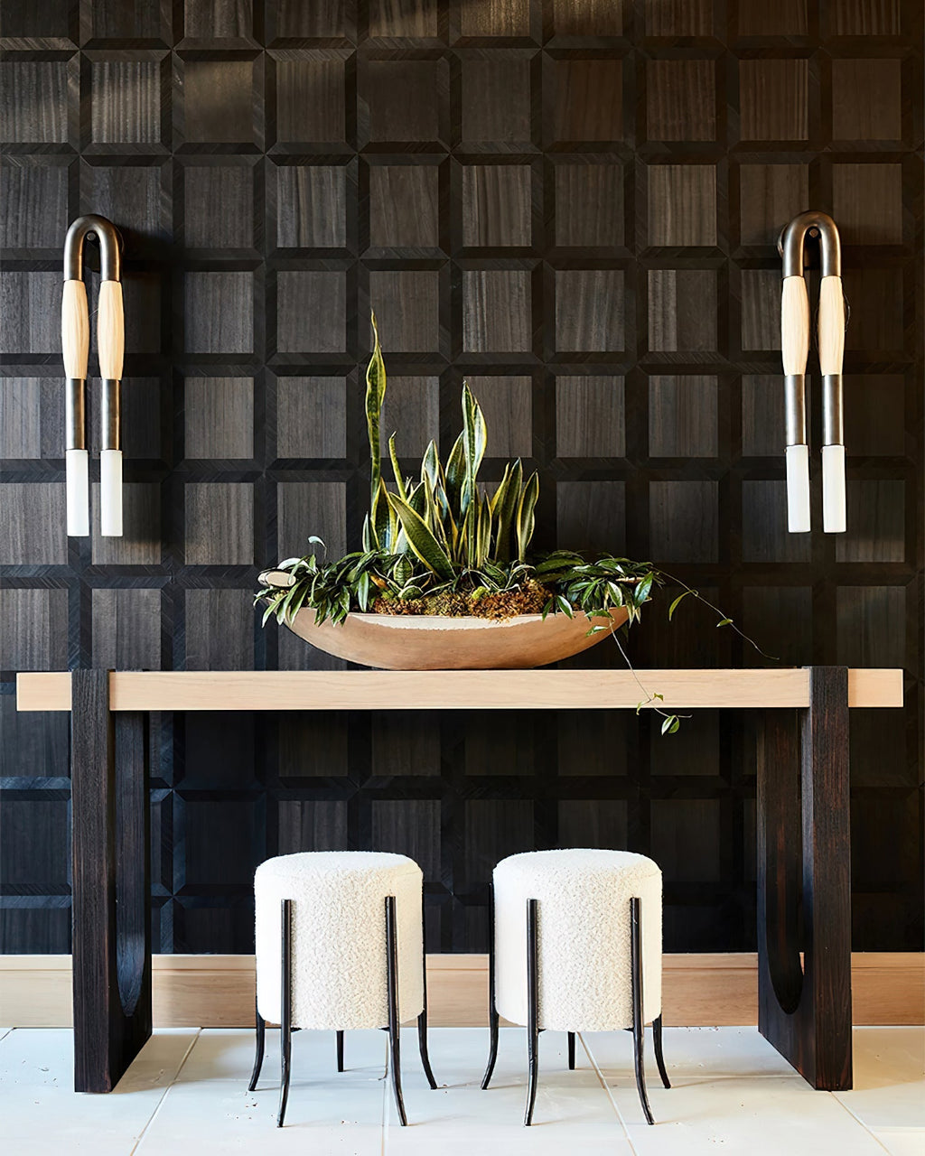 Horsehair Wall Lamp, Wrought Iron, White Glass Shade, G9, 3000K