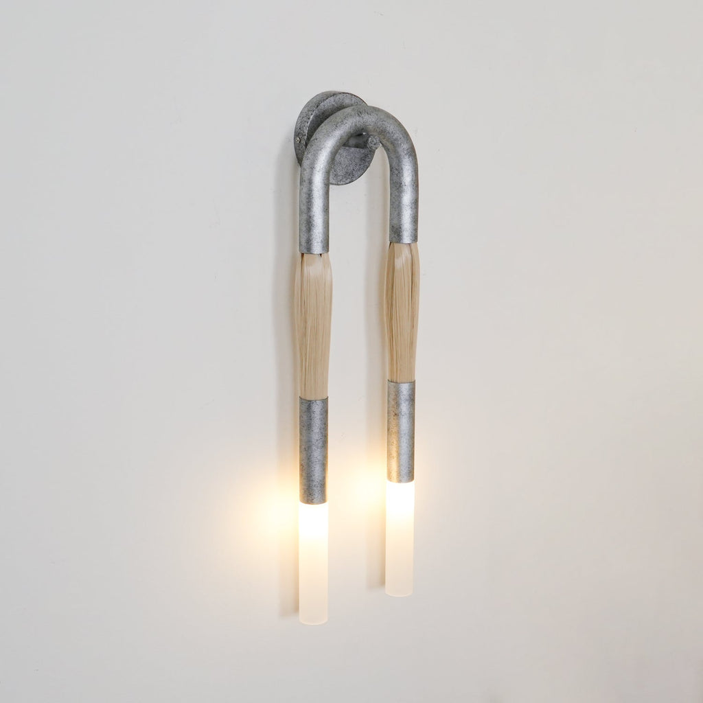 Horsehair Wall Lamp, Wrought Iron, White Glass Shade, G9, 3000K