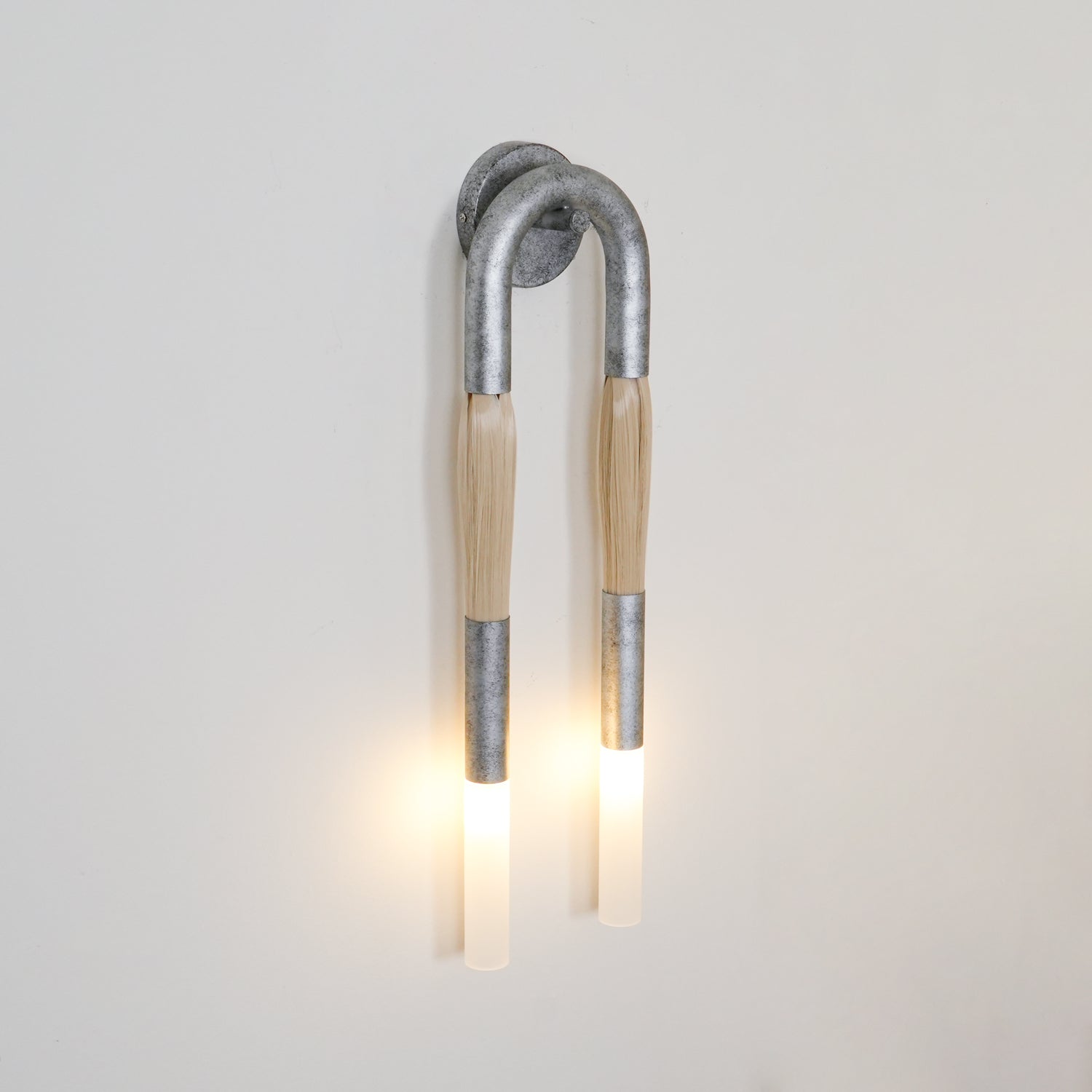 Horsehair Wall Lamp, Wrought Iron, White Glass Shade, G9, 3000K