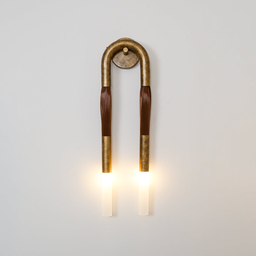 Horsehair Wall Lamp, Wrought Iron, White Glass Shade, G9, 3000K